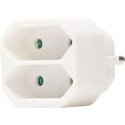 2-way adapter, 2 x jacks type C on 1 x plug type E + F, white