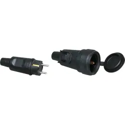Schuko-style solid rubber plug and coupling