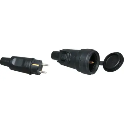 Schuko-style solid rubber plug and coupling - 1