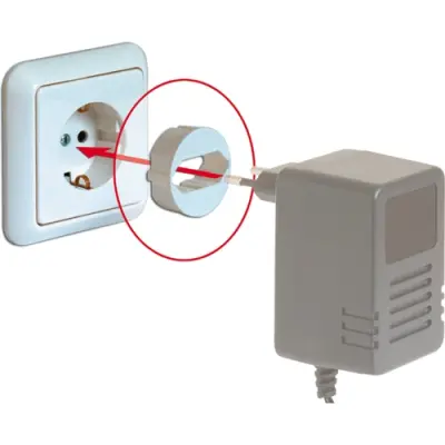 Outlet adapter, black, for flat plug power supply/german schuko-style socket outlet, 8821-004.01 - 1