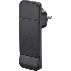 Flat mains plug, black, 16 A