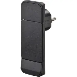 Flat Schuko plug, 16 A/250 V, black