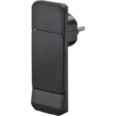 Flat Schuko plug, 16 A/250 V, black - 1