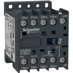Auxiliary contactor, 4 pole, 10 A, 3 Form A (N/O) + 1 Form B (N/C), coil 24 VDC, screw connection, CA3KN31BD3