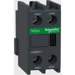 Auxiliary switch block, 2 pole, 10 A, 690 V, 1 Form A (N/O) + 1 Form B (N/C), screw connection, LADN11