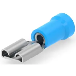 Insulated flat plug sleeve, 6.35 x 0.81 mm, 1.0 to 2.5 mm², AWG 17 to 13, phosphor bronze, tin-plated, blue, 9-160313-5