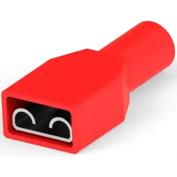 Insulated flat plug sleeve, 6.35 x 0.81 mm, 0.26 to 0.96 mm², AWG 20 to 18, brass, tin-plated, red, 735279