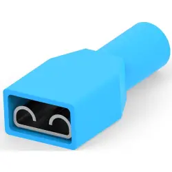 Insulated flat plug sleeve, 6.35 x 0.81 mm, 1.0 to 2.0 mm², AWG 17 to 14, brass, tin-plated, blue, 735159