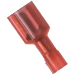 Insulated flat plug sleeve, 2.8 x 0.5 mm, 0.5 to 1.0 mm², AWG 22 to 18, brass, tin-plated, red, DNF18-111FIB-M
