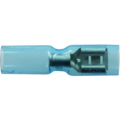 Insulated flat plug sleeve, 6.3 x 0.8 mm, 1.5 to 2.5 mm², AWG 16 to 14, brass, blue, 7934200502 - 1
