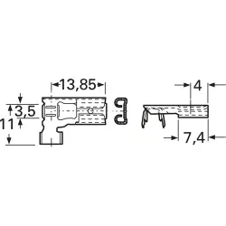Uninsulated flat plug sleeve, 6.3 x 0.8 mm, 1.5 to 2.5 mm², AWG 16 to 14, brass, tin-plated, 45431.123.211
