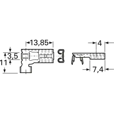 Uninsulated flat plug sleeve, 6.3 x 0.8 mm, 1.5 to 2.5 mm², AWG 16 to 14, brass, tin-plated, 45431.123.211 - 1