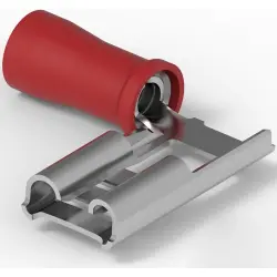 Insulated flat plug sleeve, 6.35 x 0.81 mm, 0.26 to 0.96 mm², AWG 22 to 18, brass, tin-plated, red, 156667-1