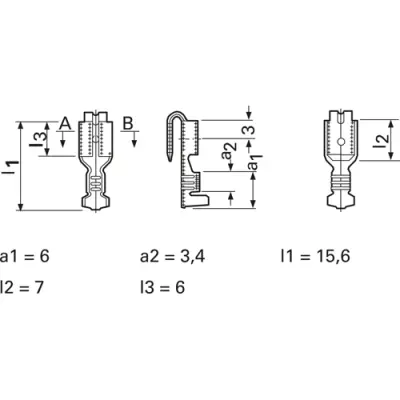 Uninsulated flat plug sleeve with branch, 4.8 x 0.8 mm, 0.5 to 1.0 mm², AWG 20 to 18, brass, tin-plated, 3829A.67 - 1