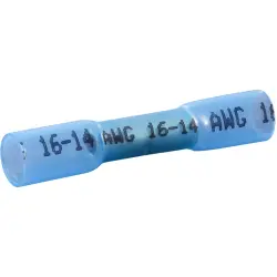 Butt connector kit with heat shrink insulation, 1.5-2.5 mm², AWG 16 to 14, blue, 37 mm, 22C466, package with 150 pieces