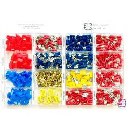 Cable connector assortment, flat receptacles/faston plugs/electrical tabs, 405 pieces, CCS-03