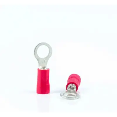 Insulated ring cable lug, 0.5-1.5 mm², AWG 22 to 16, 3.2 mm, red, BYB-4-07F5000 - 1