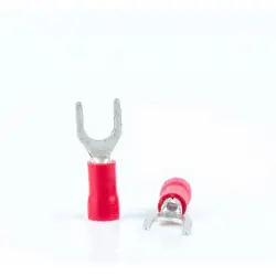 Insulated forked cable lug, 0.5-1.5 mm², AWG 22 to 16, red, BYB-4-07F5022
