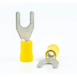 Insulated forked cable lug, 4.0-6.0 mm², AWG 12 to 10, yellow, BYB-4-07F5029