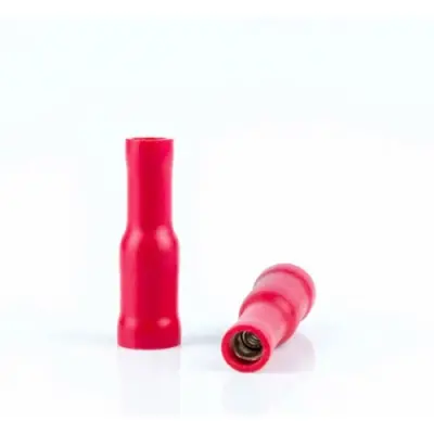 Insulated round plug sleeve, 4.00 mm, 0.5 to 1.5 mm², AWG 22 to 16, brass, tin-plated, red, BYB-4-07F5036 - 1