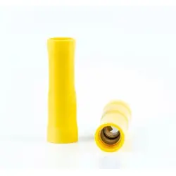 Insulated round plug sleeve, 5.00 mm, 4.0 to 6.0 mm², AWG 12 to 10, brass, tin-plated, yellow, BYB-4-07F5039