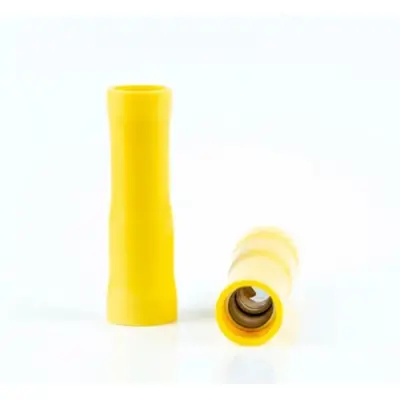 Insulated round plug sleeve, 5.00 mm, 4.0 to 6.0 mm², AWG 12 to 10, brass, tin-plated, yellow, BYB-4-07F5039 - 1