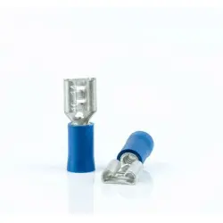 Insulated flat plug sleeve, 2.8 x 0.5 mm, 1.5 to 2.5 mm², AWG 16 to 14, brass, tin-plated, blue, BYB-4-07F5045