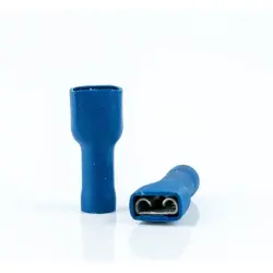 Insulated flat plug sleeve, 2.8 x 0.5 mm, 1.5 to 2.5 mm², AWG 16 to 14, brass, tin-plated, blue, BYB-4-07F5056