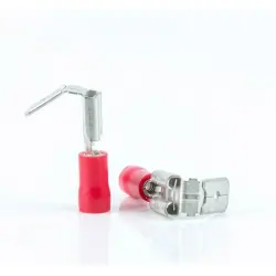 Insulated flat plug sleeve with branch, 6.3 x 0.8 mm, 0.5 to 1.5 mm², AWG 22 to 16, brass, tin-plated, red, BYB-4-07F5073