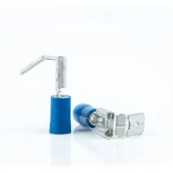 Insulated flat plug sleeve with branch, 6.3 x 0.8 mm, 1.5 to 2.5 mm², AWG 16 to 14, brass, tin-plated, blue, BYB-4-07F5074