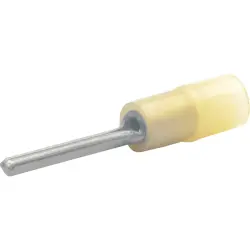 Insulated pin cable lug, 0.1-0.4 mm², AWG 28 to 21, 1.4 mm, yellow, 704