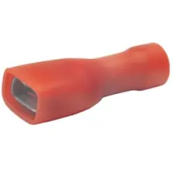 Insulated flat plug sleeve, 4.8 x 0.5 mm, 0.5 to 1.0 mm², AWG 20 to 18, brass, tin-plated, red, 8202V