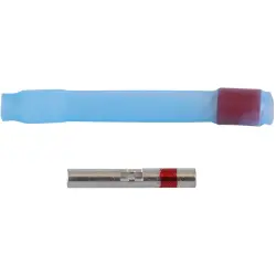 Butt connector with heat shrink insulation, 0.15-0.75 mm², AWG 26 to 20, transparent blue, 29.21 mm, 650074-000