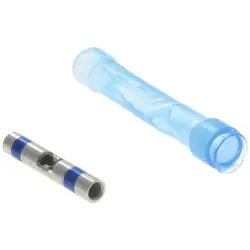Butt connector with heat shrink insulation, 0.61-1.21 mm², AWG 20 to 16, transparent blue, 29.3 mm, 695055-000