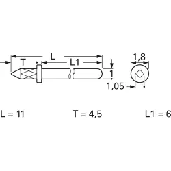 Plug pin 1.0 mm for PCBs, 11 mm long, nickel-plated