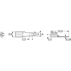 Uninsulated flat plug sleeve, 2.5 x 0.25 mm, 0.3 to 0.5 mm², AWG 24 to 20, bronze, tin-plated, 1360.28