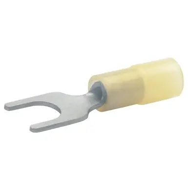 Insulated forked cable lug, 0.1-0.4 mm², AWG 28 to 21, 3.2 mm, yellow, 619C3 - 1
