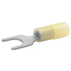 Insulated forked cable lug, 0.1-0.4 mm², AWG 28 to 21, 3.2 mm, yellow, 619C3