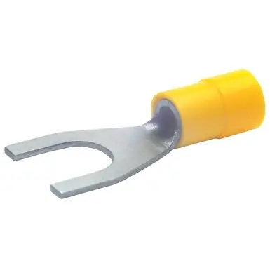 Insulated forked cable lug, 4.0-6.0 mm², AWG 12 to 10, 4.3 mm, M4, yellow, 650C4 - 1