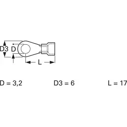 Insulated ring cable lug, 1.5-2.5 mm², AWG 16 to 14, 3.2 mm, M3, blue, 3625A