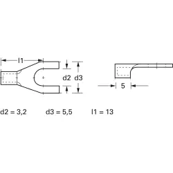 Uninsulated forked cable lug, 1.5-2.5 mm², AWG 16 to 14, 3.2 mm, M3, metal, 3515C