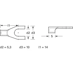 Uninsulated forked cable lug, 1.5-2.5 mm², AWG 16 to 14, 5.3 mm, M5, metal, 3521C
