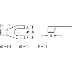 Uninsulated forked cable lug, 1.5-2.5 mm², AWG 16 to 14, 6.5 mm, M6, metal, 3523C