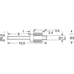 Plug pin 0.8 mm, 10.5 mm long, gold-plated