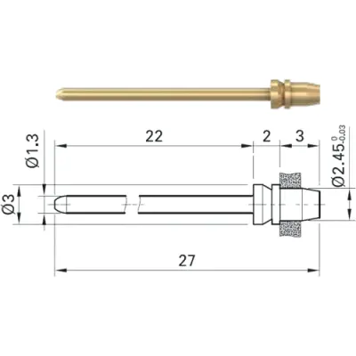 1.3 mm plug pin, S1.3-22 - 1