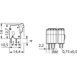 PCB terminal, 6 pole, pitch 2.5 mm, AWG 28-20, 6 A, cage clamp, gray, 234-206