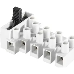 Lustre terminal, 5 pole, 0.5-4.0 mm², white, screw connection, 10 A, 11643