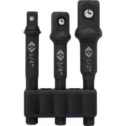 Socket wrench adapter kit, 3 pieces, 1/4 inch, 3/8 inch, 1/2 inch, T4571