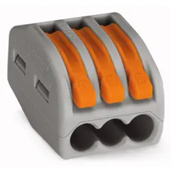 Cable connector, 3 pole, 0.8-2.5 mm², clamping points: 3, gray, cage clamp, 32 A, 222-413