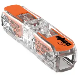 Through connector, 2 pole, 0.2-4.0 mm², clamping points: 2, transparent, spring-clamp connection, 32 A, 221-2411